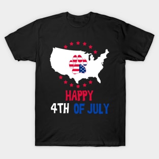 American navy, anchor, wings, map and Flag, paw, 4th of July, happy independence day God Bless America T-Shirt